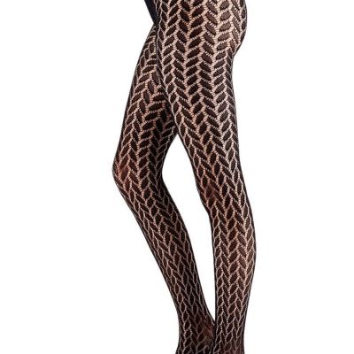 Pretty Polly Leaf Net Pattern Tights One Size Black - NPAYK7